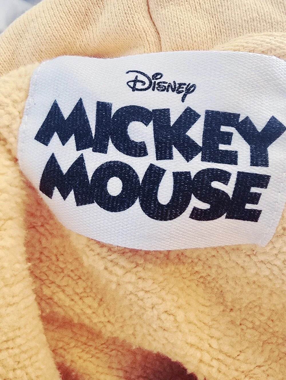 Soft Yellow XL Embroidered Mickey Pullover Hoodie